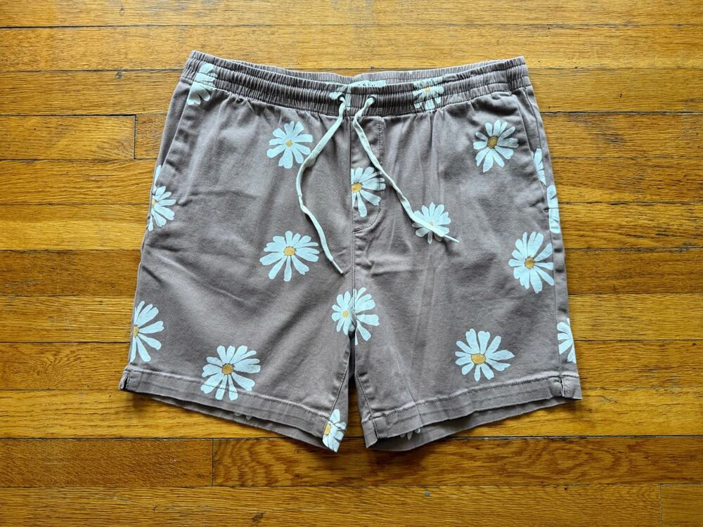 PACSUN 'Volley' Brown Floral Drawstring Shorts Mens sz L